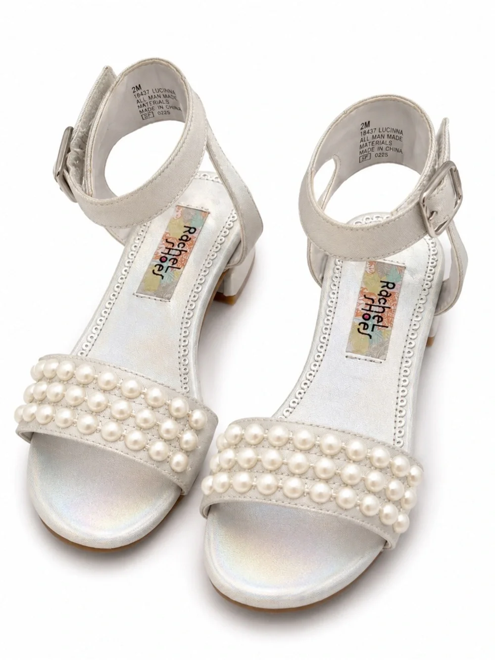 Rachel Shoes White Pearl-Embellished Girls Dress Sandals